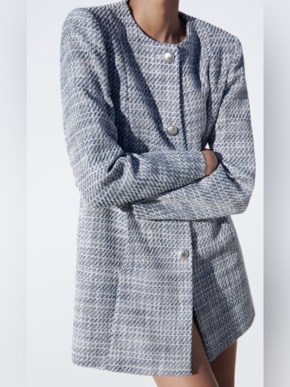 NWT ZARA Light Blue Long Structure Blazer - Large